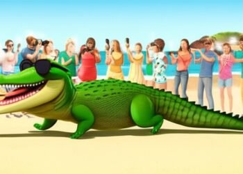 Godzila the twillight years having a beach day